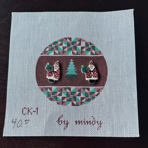 Christmas Needlepoint Canvas with Santa Design